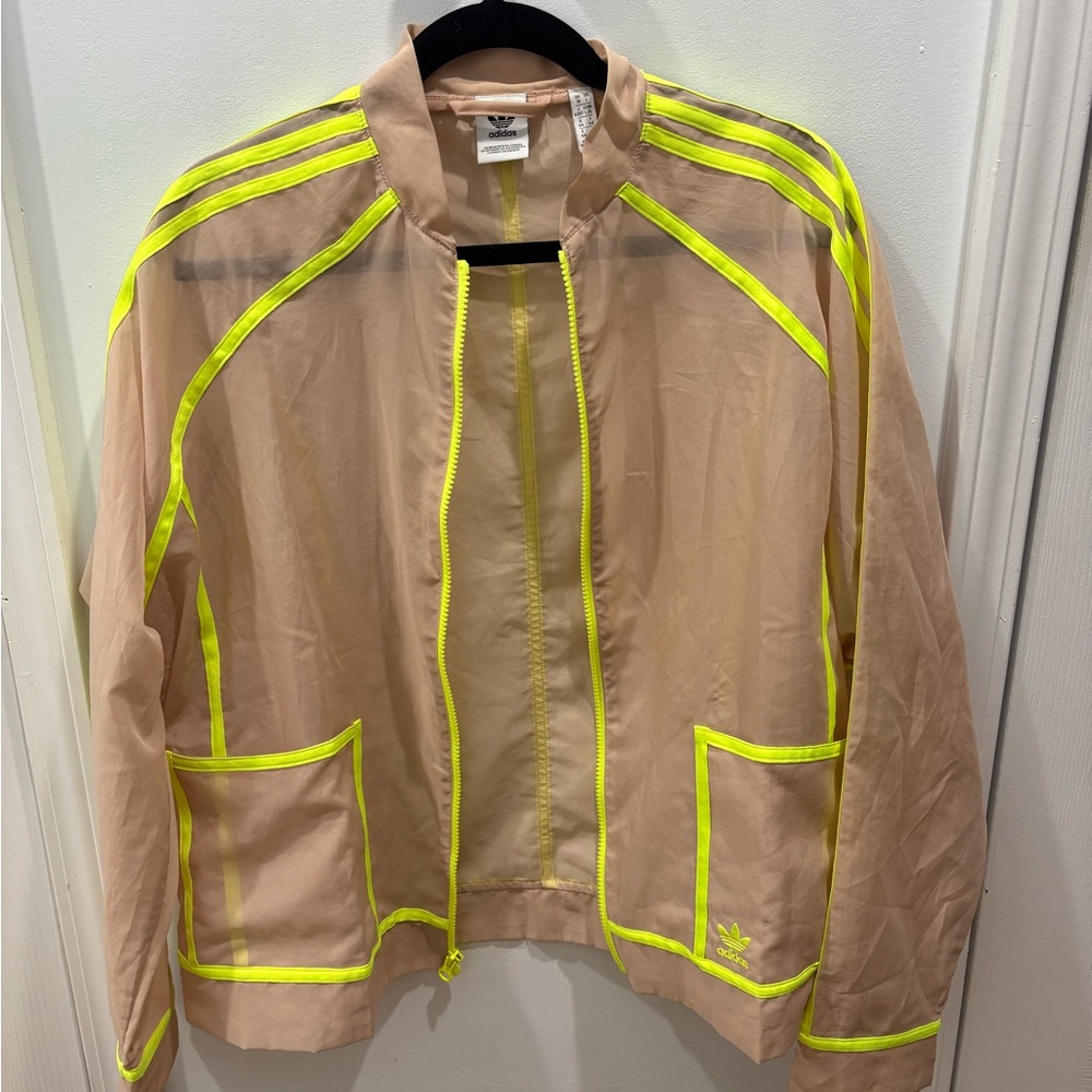 Adidas Beige and Neon Green Jacket